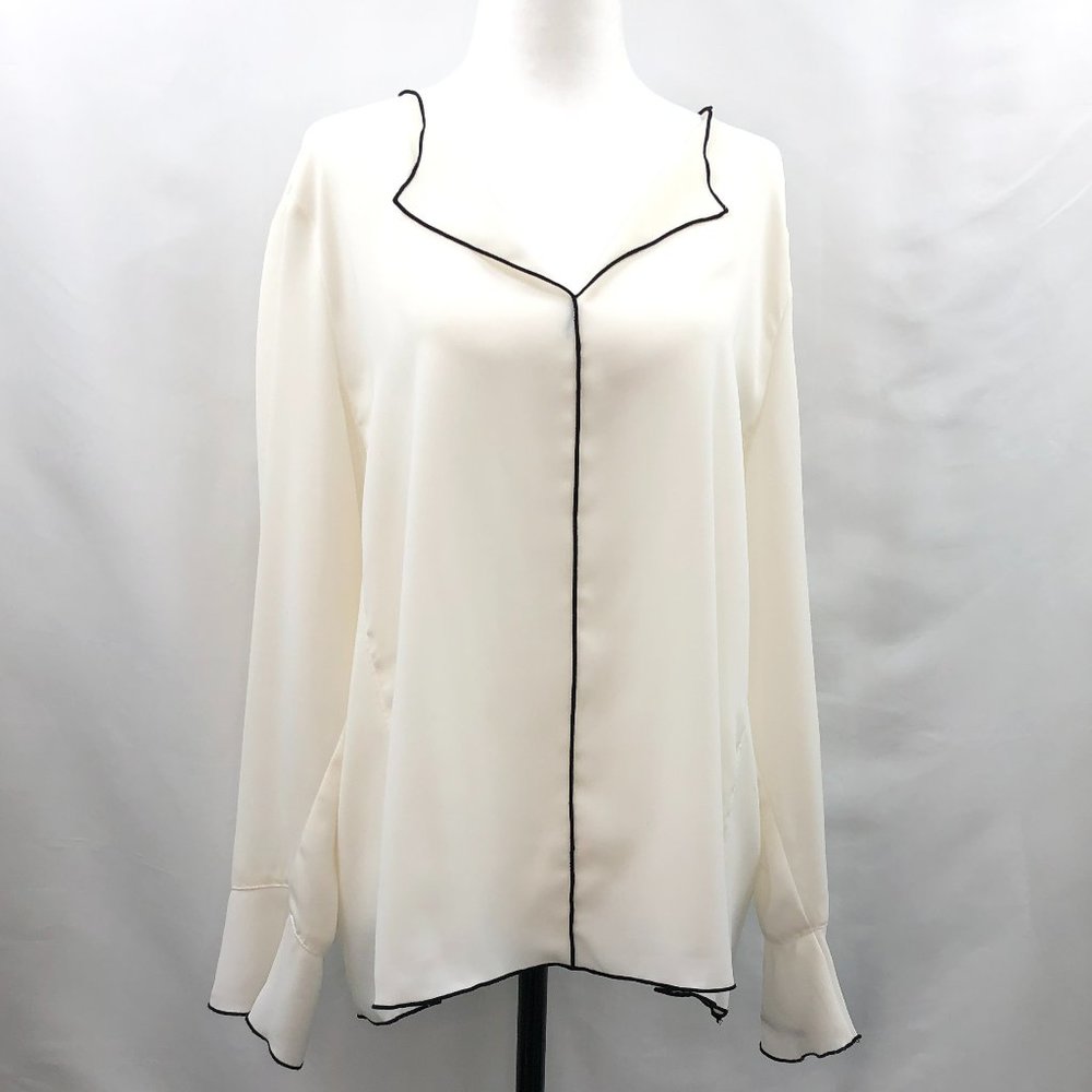 Dynamite | Cream Blouse with Black Trim (Size L)
